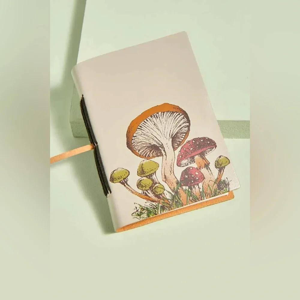 Earthbound EBX Wild Mushrooms Small Leather Journal, NWT